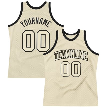 Custom Authentic Throwback Basketball Jersey - Personalized Cream & Black, Team Name & Number Personalized Cream Cream-Black