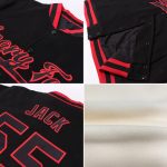 Personalized Cream Black Varsity Letterman Bomber Jacket Full-Snap Personalized Cream Cream-Black Bomber Full-Snap Varsity