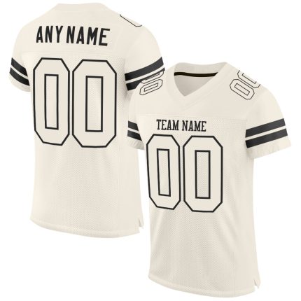 Custom Authentic Football Jersey Personalized Cream Black Mesh Team Name Number Personalized Cream Cream-Black Mesh Authentic
