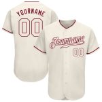 Custom Name and Number Baseball Jersey - Personalized Cream and Crimson Authentic Team Jersey Personalized Cream Cream-Crimson