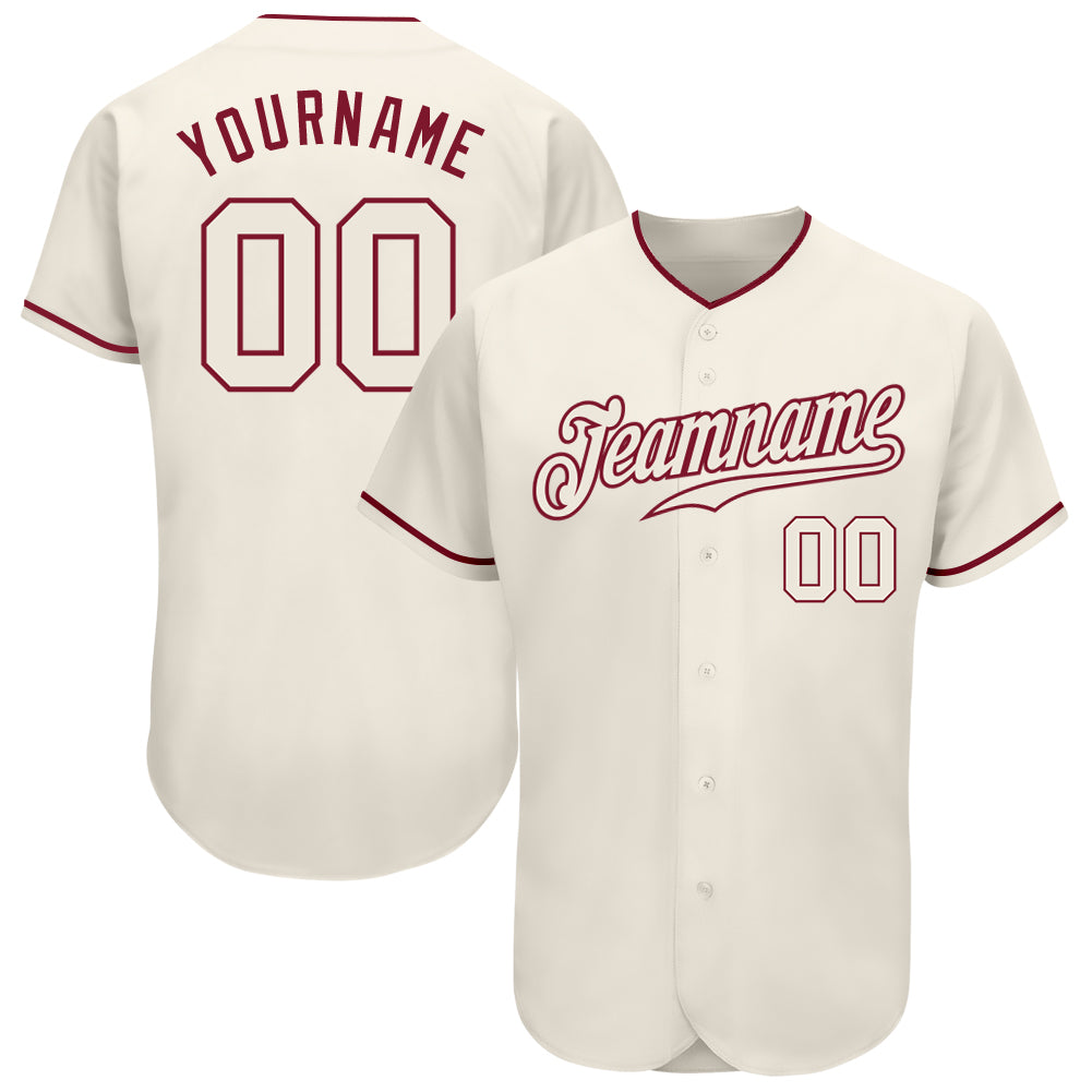 Custom Name and Number Baseball Jersey - Personalized Cream and Crimson Authentic Team Jersey Personalized Cream Cream-Crimson