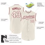 Custom Personalized Sleeveless Baseball Jersey - Cream-Crimson with Name & Number Personalized Cream Cream-Crimson Authentic