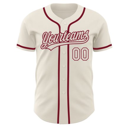 Personalized Cream Crimson Baseball Jersey for Custom Sports Apparel Personalized Cream Cream-Crimson Baseball Jersey 2