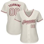 Personalized Crimson Cream Baseball Jersey - Custom Sports Apparel for Fans Personalized Cream Cream-Crimson Baseball Jersey