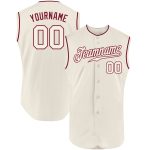 Personalized Cream Crimson Sleeveless Baseball Jersey for Men and Women Personalized Cream Cream-Crimson Sleeveless Baseball