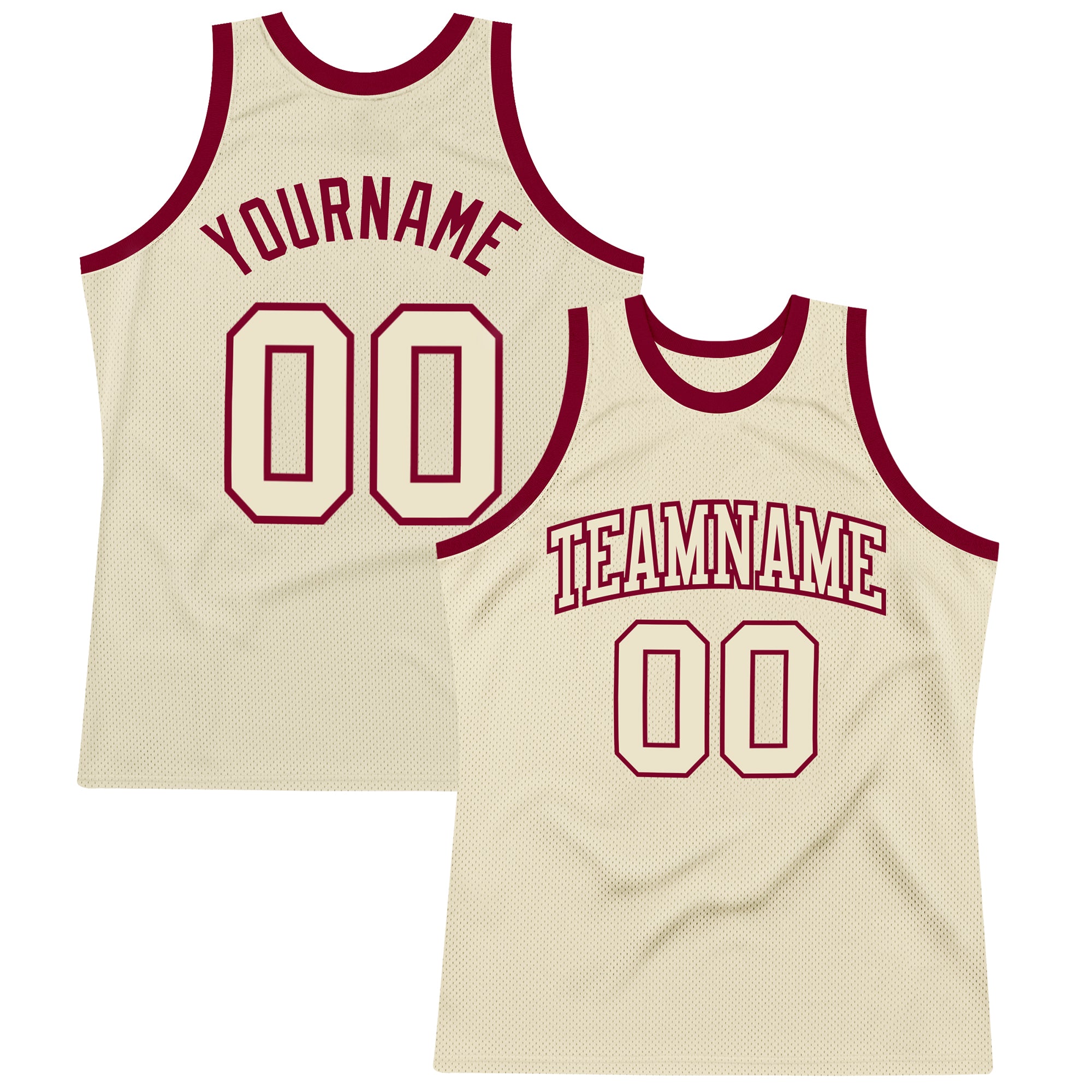 Custom Name Number Personalized Maroon Cream Authentic Throwback Basketball Jersey Personalized Cream Cream-Maroon Authentic