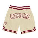 Personalized Cream Maroon Basketball Shorts for Men - Retro Throwback Style Personalized Cream Cream-Maroon Throwback Basketball