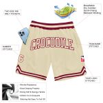 Personalized Cream Maroon Basketball Shorts for Men - Retro Throwback Style Personalized Cream Cream-Maroon Throwback Basketball
