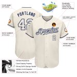Custom Name and Number Baseball Jersey - Personalized Cream and Navy Authentic Team Apparel Personalized Cream Cream-Navy