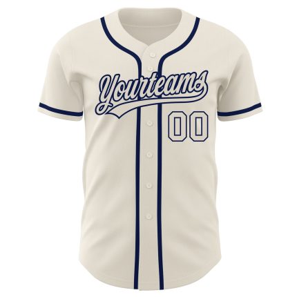 Personalized Authentic Baseball Jersey in Cream and Navy Colors Personalized Cream Cream-Navy Authentic Baseball Jersey