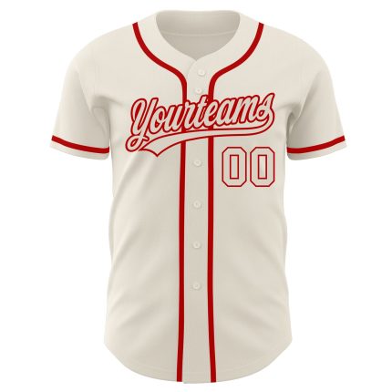 Personalized Authentic Baseball Jersey - Cream and Red Color Design Personalized Cream Cream-Red Authentic Baseball Jersey