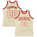 Personalized Custom Basketball Jersey with Team Name & Number - Cream and Red Authentic Throwback Design Personalized Cream