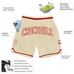Custom Name and Number Authentic Throwback Basketball Shorts Cream-Red Personalized Design Personalized Cream Cream-Red Authentic