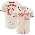 Personalized Cream and Red Baseball Jersey - Custom Name & Number Jersey Personalized Cream Cream-Red Baseball Jersey 2