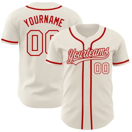 Personalized Cream and Red Baseball Jersey - Custom Name & Number Jersey Personalized Cream Cream-Red Baseball Jersey 2