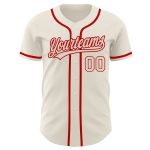 Personalized Cream and Red Baseball Jersey - Custom Name & Number Jersey Personalized Cream Cream-Red Baseball Jersey 2