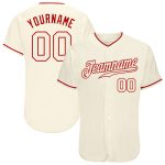 Personalized Baseball Jersey Cream Cream-Red Design for Custom Style Personalized Cream Cream-Red Baseball Jersey