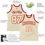 Personalized Cream Red Throwback Basketball Jersey for Men and Women Personalized Cream Cream-Red Throwback Basketball Jersey