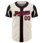 Custom Name and Number Baseball Jersey in Personalized Cream Crimson-Black Colors - Authentic Team Design Personalized Cream