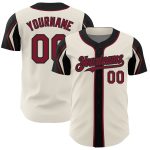 Custom Name and Number Baseball Jersey in Personalized Cream Crimson-Black Colors - Authentic Team Design Personalized Cream