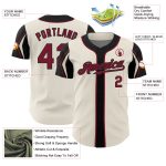 Personalized Crimson Black Cream Baseball Jersey - 3 Color Arm Shapes Personalized Cream Crimson-Black 3 Colors Arm Shapes
