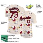 Personalized 3D Animal Crane T-Shirt in Cream and Crimson-Black for Performance Wear Personalized Cream Crimson-Black 3D