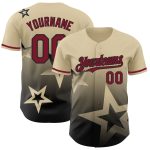 Custom Name and Number Authentic Baseball Jersey with Personalized Cream Crimson-Black 3D Gradient Twinkle Star Design Personalized