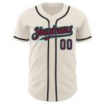 Custom Name Number Baseball Jersey - Personalized Crimson Black Aqua Team Authentic Jersey Personalized Cream Crimson Black-Aqua