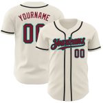 Custom Crimson Black-Aqua Baseball Jersey - Personalized Sports Apparel Personalized Cream Crimson Black-Aqua Baseball Jersey