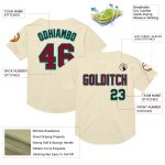 Personalized Cream Black Aqua Crimson Mesh Baseball Jersey - Throwback Style 2 Personalized Cream Crimson Black-Aqua Mesh