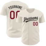 Personalized Crimson Black Authentic Baseball Jersey - Custom Cream Team Jersey Personalized Cream Crimson-Black Authentic