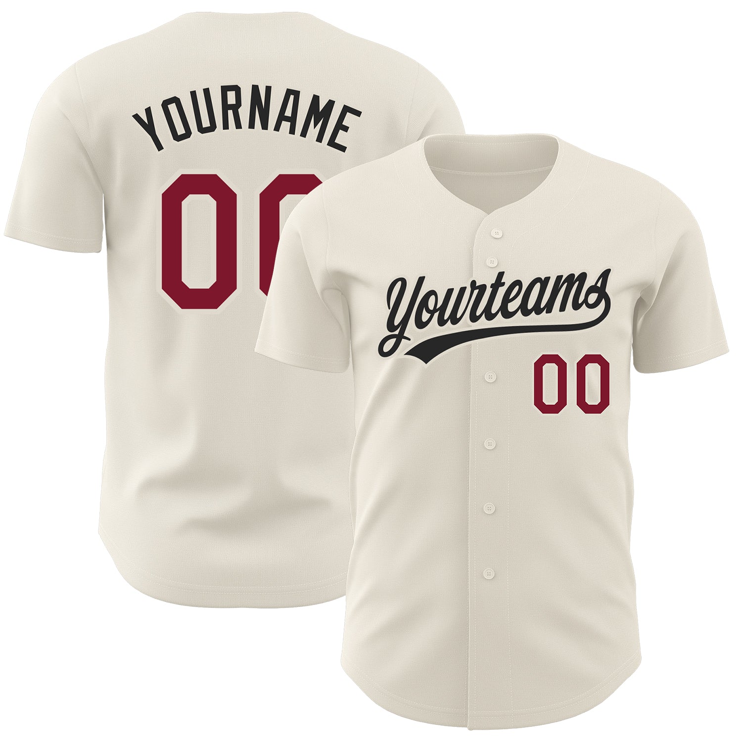 Personalized Crimson Black Authentic Baseball Jersey - Custom Cream Team Jersey Personalized Cream Crimson-Black Authentic