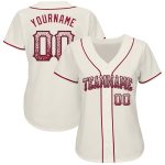 Custom Name Number Authentic Baseball Jersey in Cream Crimson Black - Drift Fashion Personalized Cream Crimson-Black Authentic
