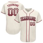 Custom Name Number Authentic Baseball Jersey in Cream Crimson Black - Drift Fashion Personalized Cream Crimson-Black Authentic