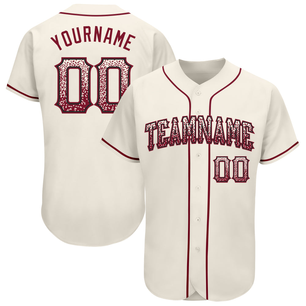 Custom Name Number Authentic Baseball Jersey in Cream Crimson Black - Drift Fashion Personalized Cream Crimson-Black Authentic