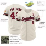 Personalized Crimson Black Baseball Jersey for Men - Custom Cream 3 Personalized Cream Crimson-Black Baseball Jersey 3