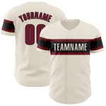 Personalized Crimson Black Baseball Jersey for Kids - Custom Cream Jersey 4 Personalized Cream Crimson-Black Baseball Jersey