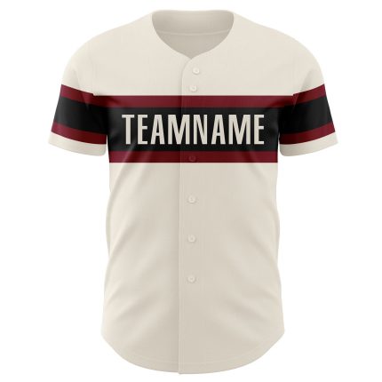 Personalized Crimson Black Baseball Jersey for Kids - Custom Cream Jersey 4 Personalized Cream Crimson-Black Baseball Jersey
