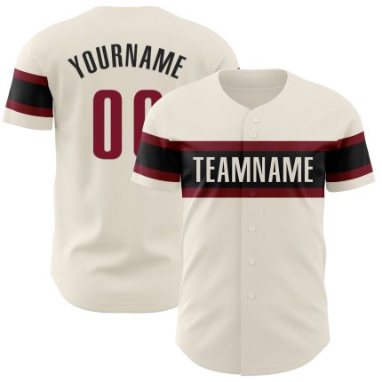 Personalized Crimson Black Baseball Jersey for Men, Women, Youth - Customizable 5 Personalized Cream Crimson-Black Baseball