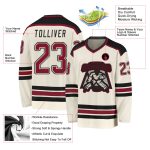 Custom Crimson and Black Hockey Jersey - Personalized Sports Apparel Personalized Cream Crimson-Black Hockey Jersey