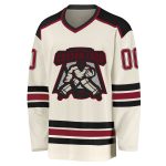 Custom Name and Number Hockey Jersey - Personalized Cream Crimson-Black Team Jersey Personalized Cream Crimson-Black Hockey