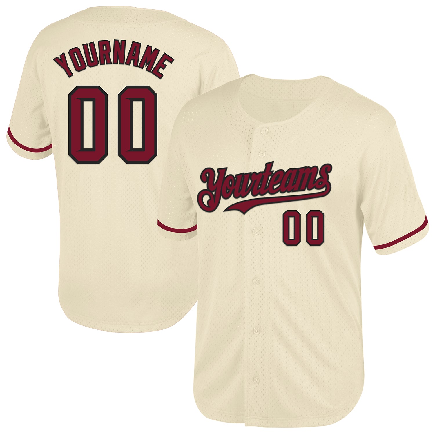 Personalized Custom Name and Number Cream Crimson-Black Mesh Baseball Jersey Authentic Throwback Team Jersey Personalized