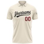 Custom Name and Number Performance Golf Polo Shirt - Personalized Cream Crimson-Black Team Apparel Personalized Cream Crimson-Black
