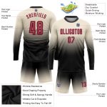 Custom Name Number Soccer Jersey - Personalized Cream Crimson Black Long Sleeve Fade Fashion Uniform Personalized Cream Crimson-Black