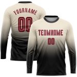 Custom Name Number Soccer Jersey - Personalized Cream Crimson Black Long Sleeve Fade Fashion Uniform Personalized Cream Crimson-Black