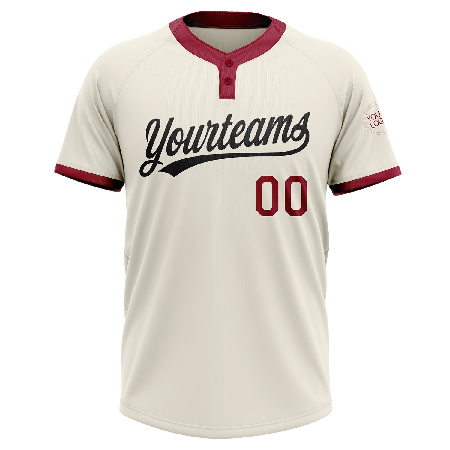 Personalized Cream Crimson-Black Two-Button Unisex Softball Jersey Personalized Crimson-Black Unisex Softball Jersey - Two-Button Design, Soft Fabric Personalized Cream Crimson-Black Two-Button - Image 2