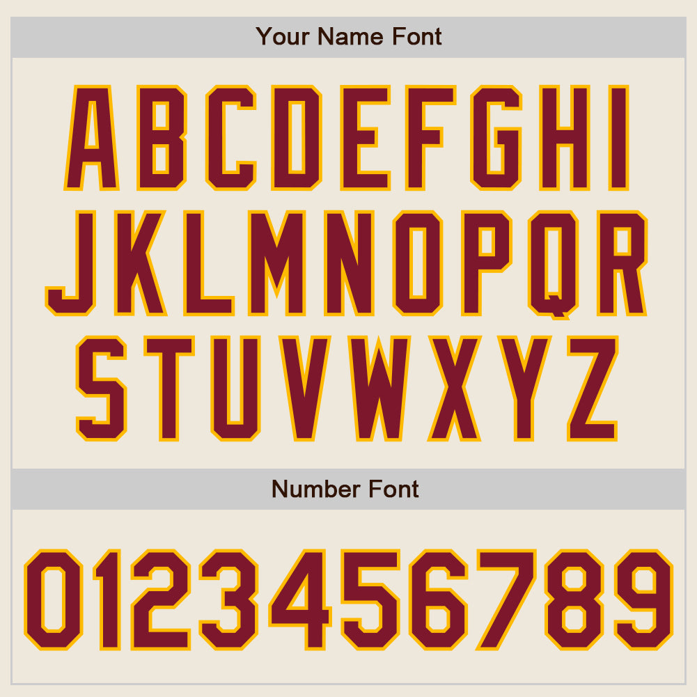 Personalized Cream Crimson-Gold Authentic Raglan Sleeves Baseball Jersey Team Custom Name and Number Custom Name and Number Crimson-Gold Baseball Jersey with Personalized Cream Raglan Sleeves Personalized Cream Crimson-Gold - Image 5
