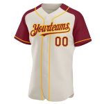 Personalized Cream Crimson Gold Baseball Jersey with Raglan Sleeves Personalized Cream Crimson-Gold Raglan Sleeves Baseball