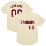 Personalized Cream Crimson Baseball Jersey for Custom Throwback Style Personalized Cream Crimson Mesh Throwback Baseball