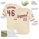Personalized Cream Crimson Baseball Jersey - Throwback Mesh Design Personalized Cream Crimson Mesh Throwback Baseball Jersey